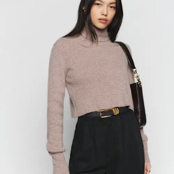 Reformation Luisa Cropped Cashmere Sweater Cedar - Size XS - Picture 1 of 1